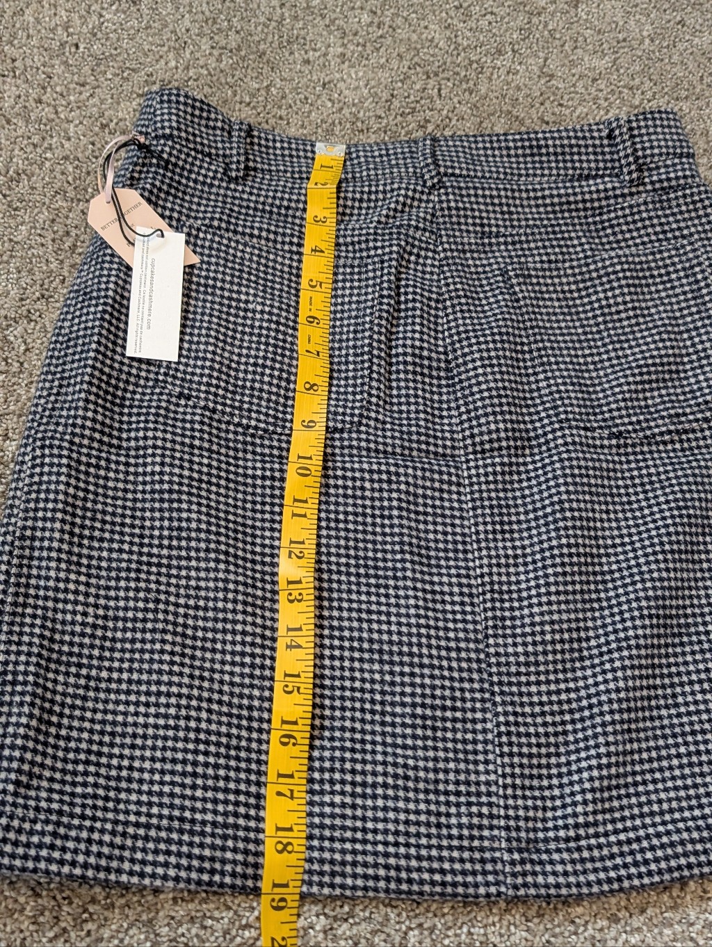 Nwt Cupcakes Cashmere Houndstooth Wool Blend Mini Skirt Navy White 2 — image 7 of 8